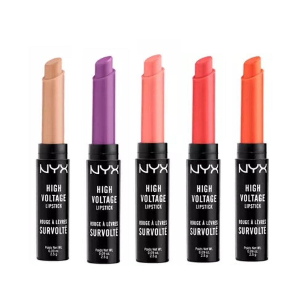 Lot of 5 Nyx High Voltage Lipsticks, Flawless, Twisted, Free Spirit & more